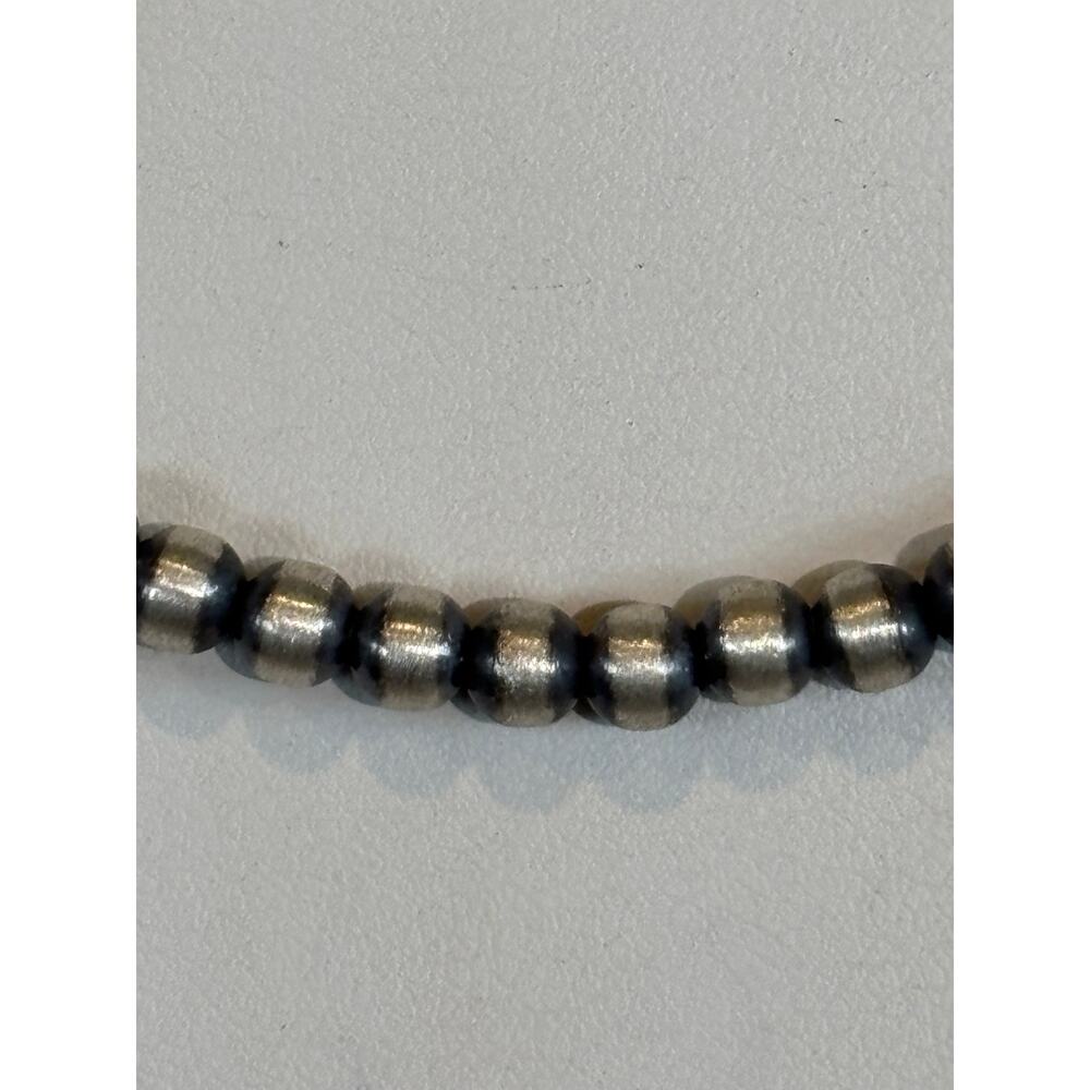 Southwestern 4mm Sterling Silver Pearl Bead Necklace – 16" - Picture 3 of 7